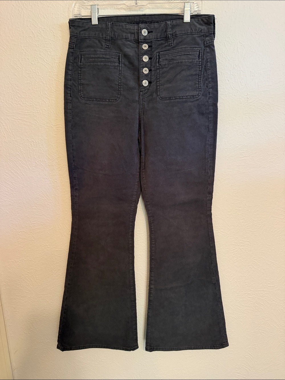 🦅🦅🦅BOGOHO🦅🦅🦅American Eagle Charcoal Button-Front Flared CorduroyJeans-8